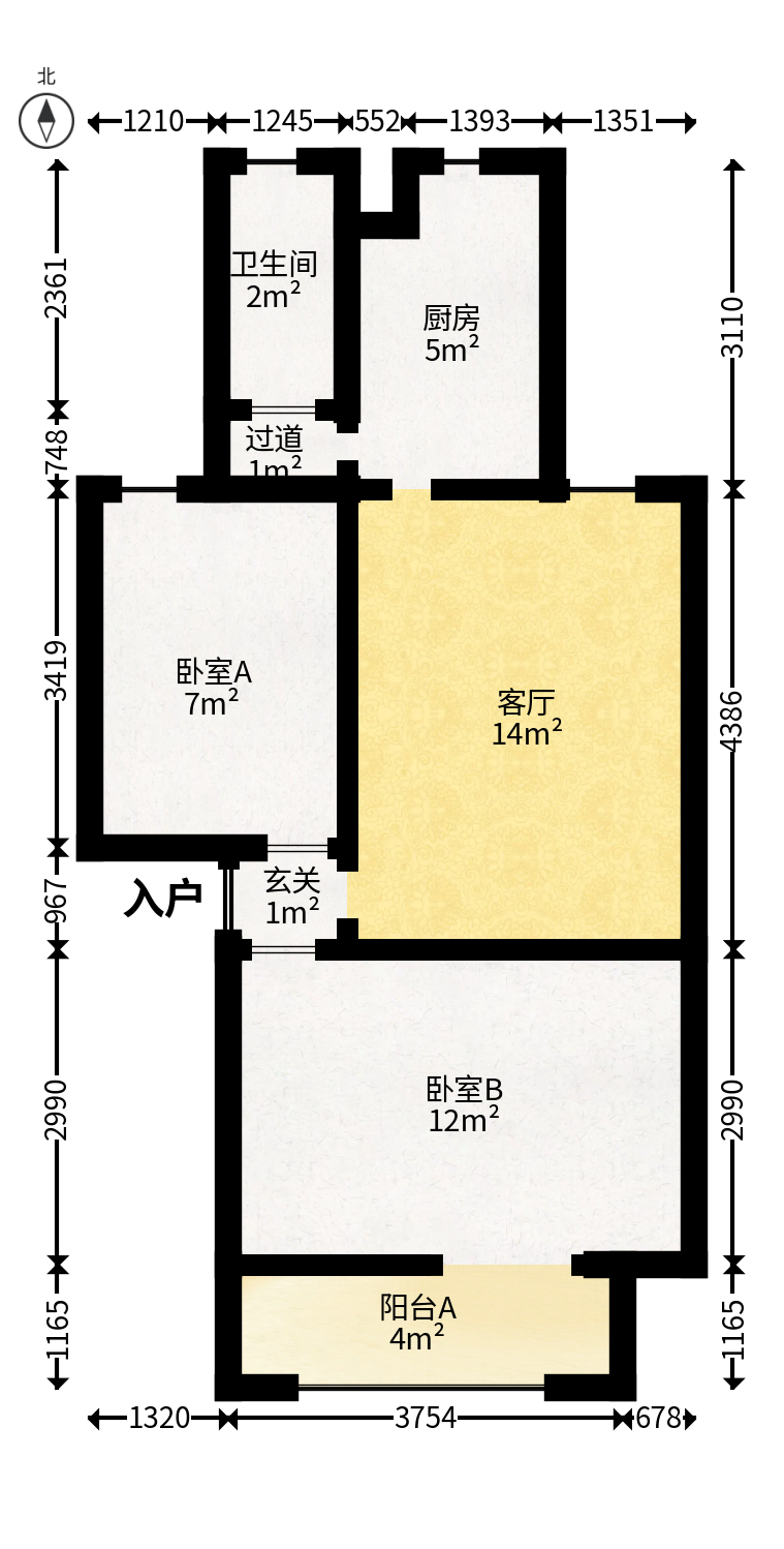 东塘电力院  2室1厅1卫   84.50万户型图