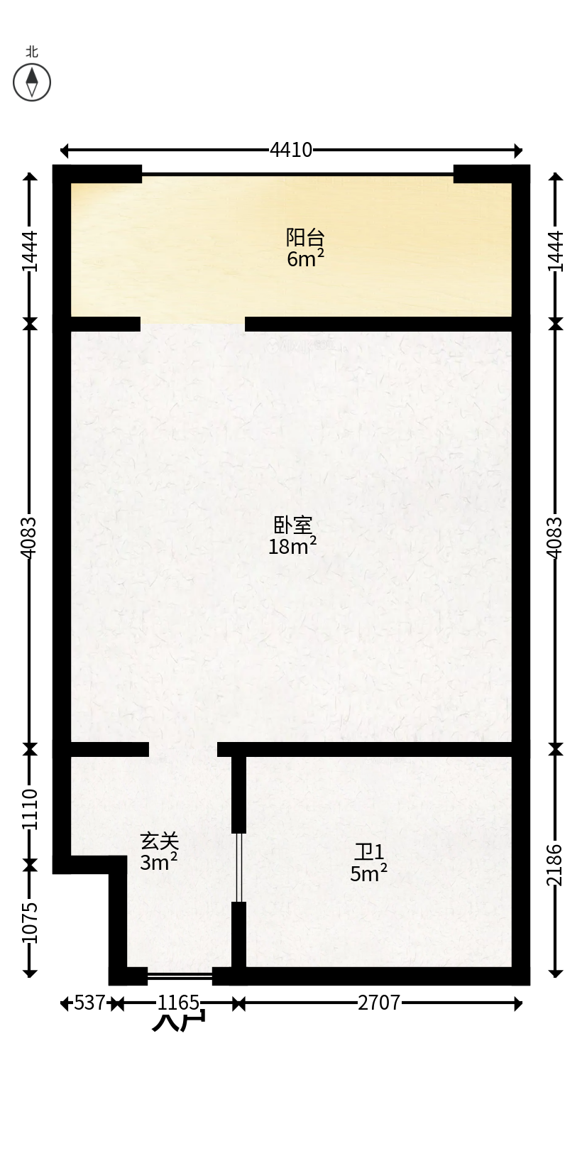 金鼎公园尚  1室1厅1卫   40.00万户型图
