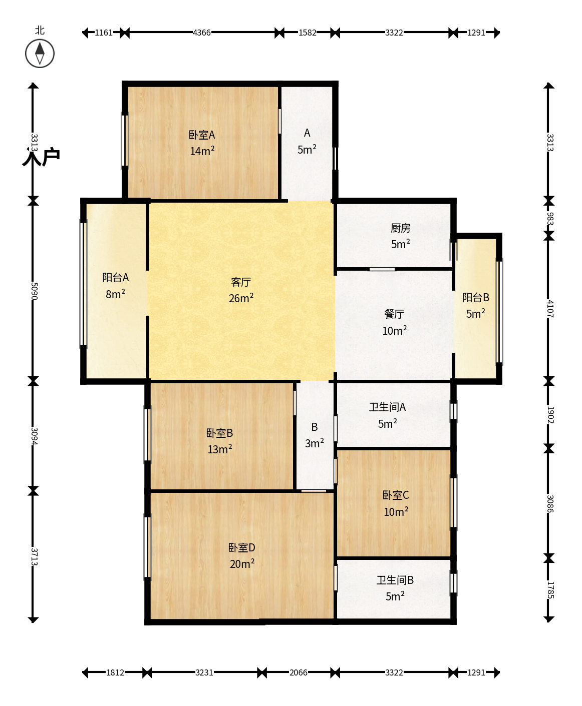 碧桂园公园壹号（凯怡茗苑）  4室2厅2卫    75.0万户型图