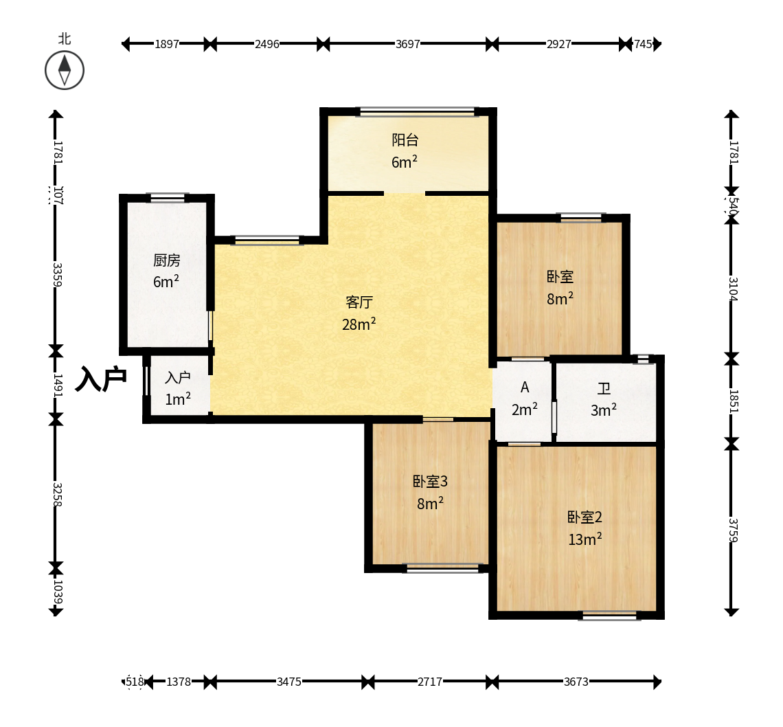 盛世耀凯 3室2厅1卫 72.0万 盛世耀凯 3室2厅1卫 72.0万户型图