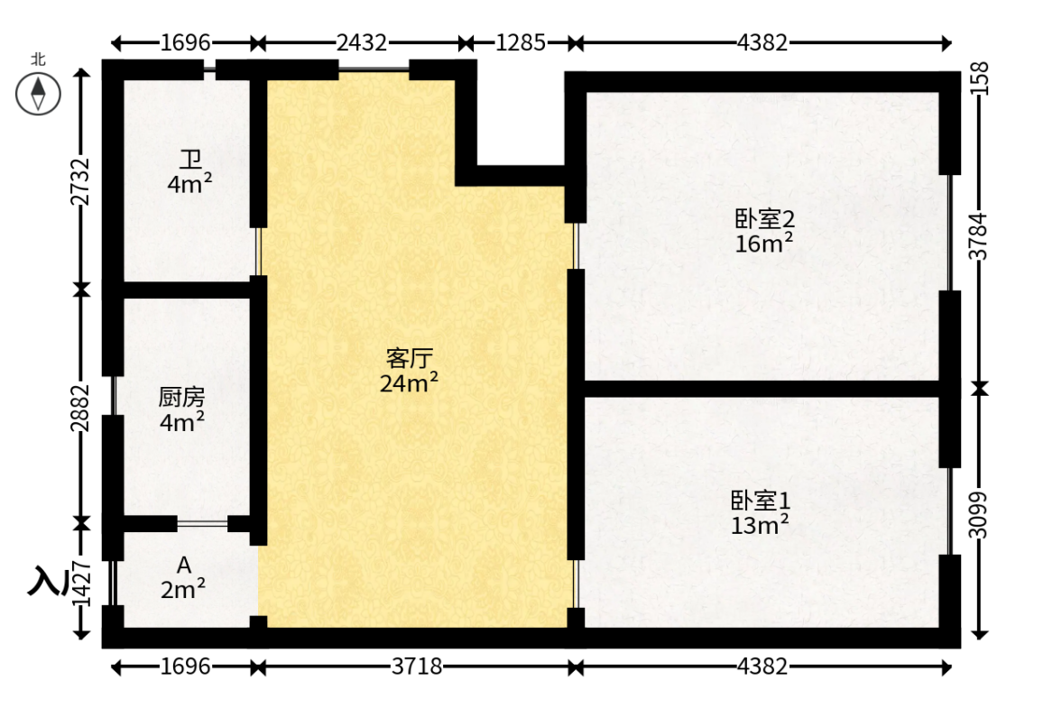 和庄  2室1厅1卫   65.00万户型图