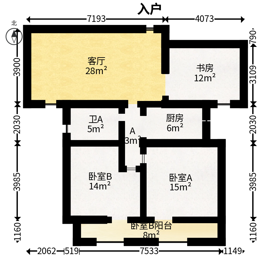 旭辉藏郡（藏郡、旭湘华府)  3室2厅1卫   238.00万户型图