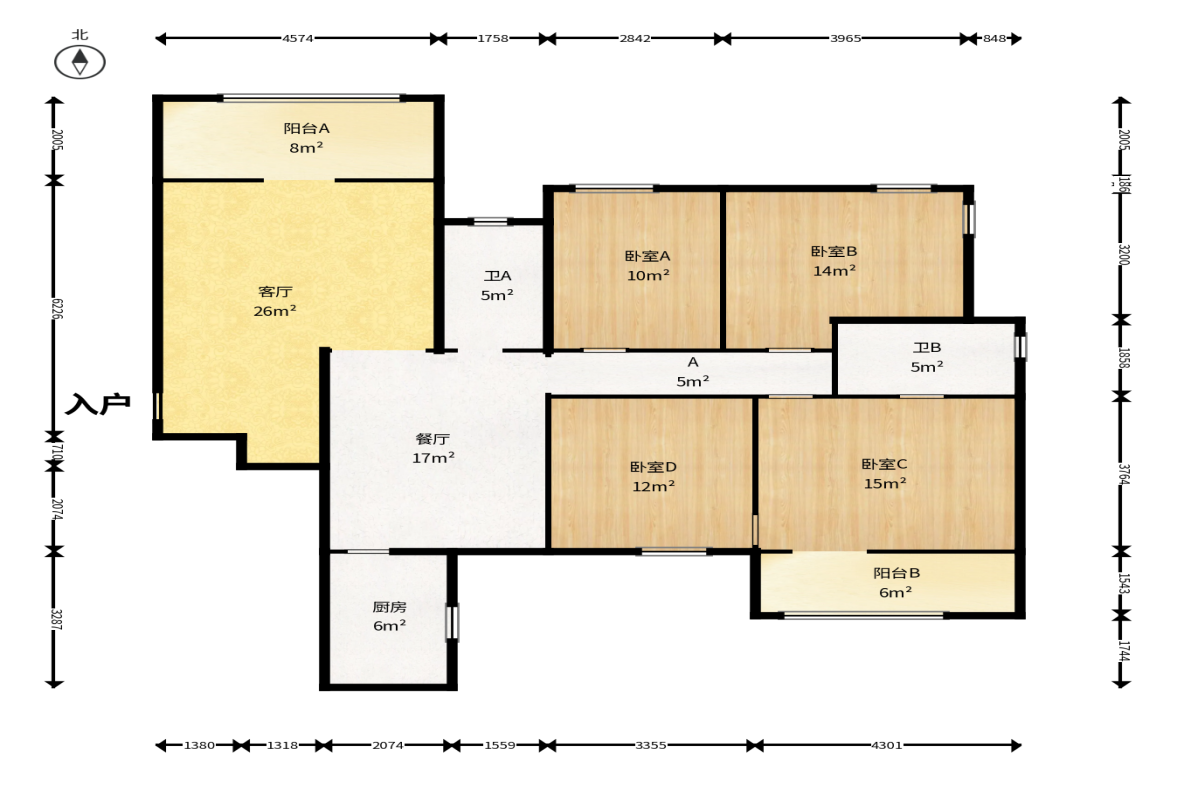 月湖兰庭 3室2厅2卫 100.0万 月湖兰庭 3室2厅2卫 100.0万户型图