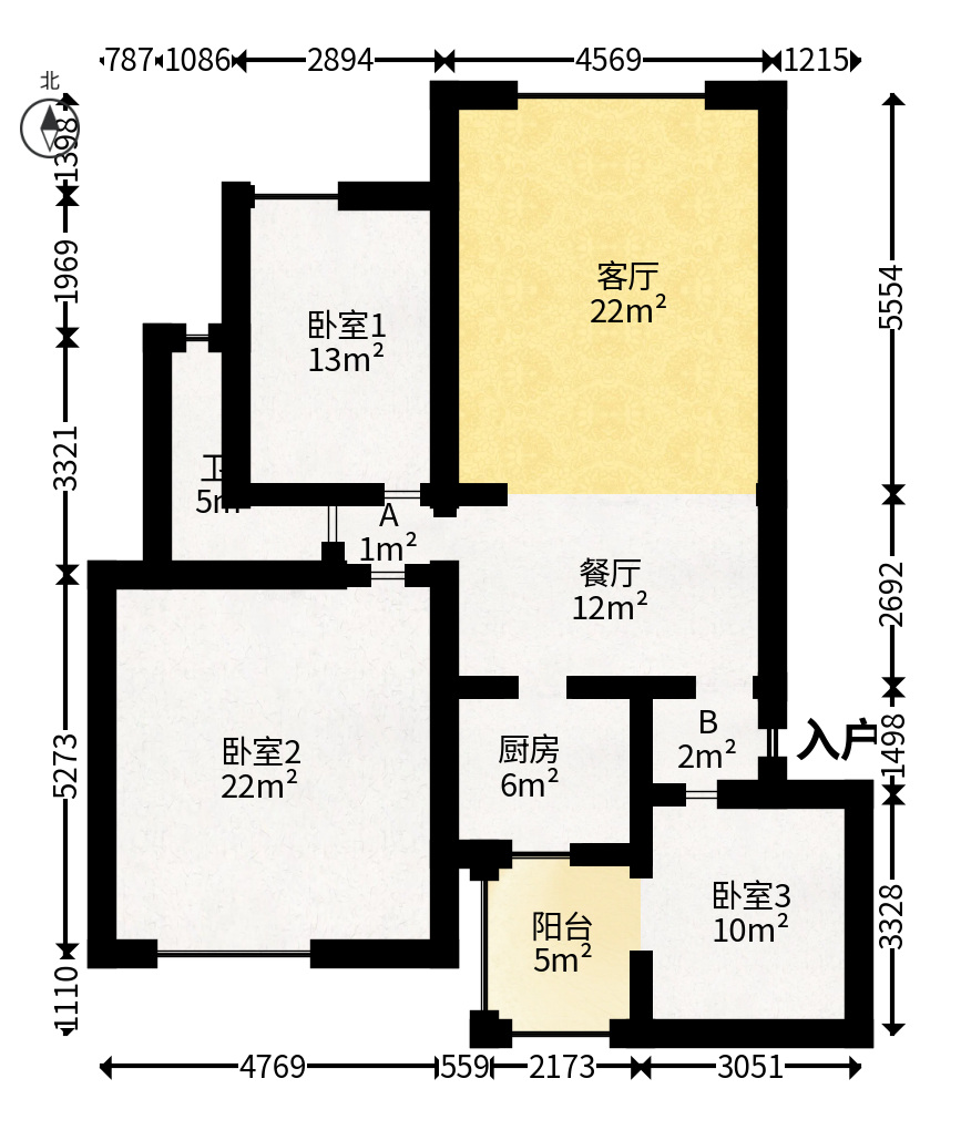 康斯丹郡（融程领秀佳园）  3室2厅1卫   62.00万户型图