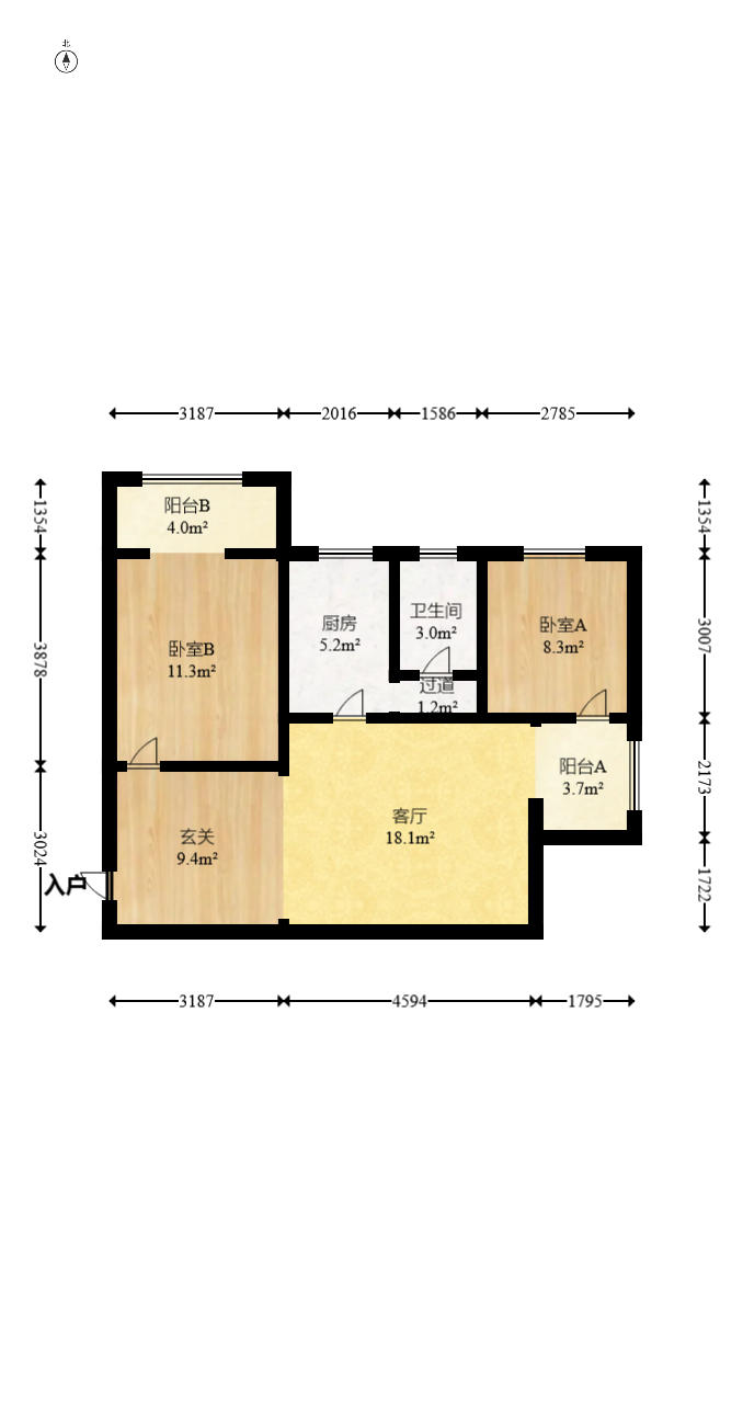 银轩铭誉（四海怡家）  2室1厅1卫    65.0万户型图