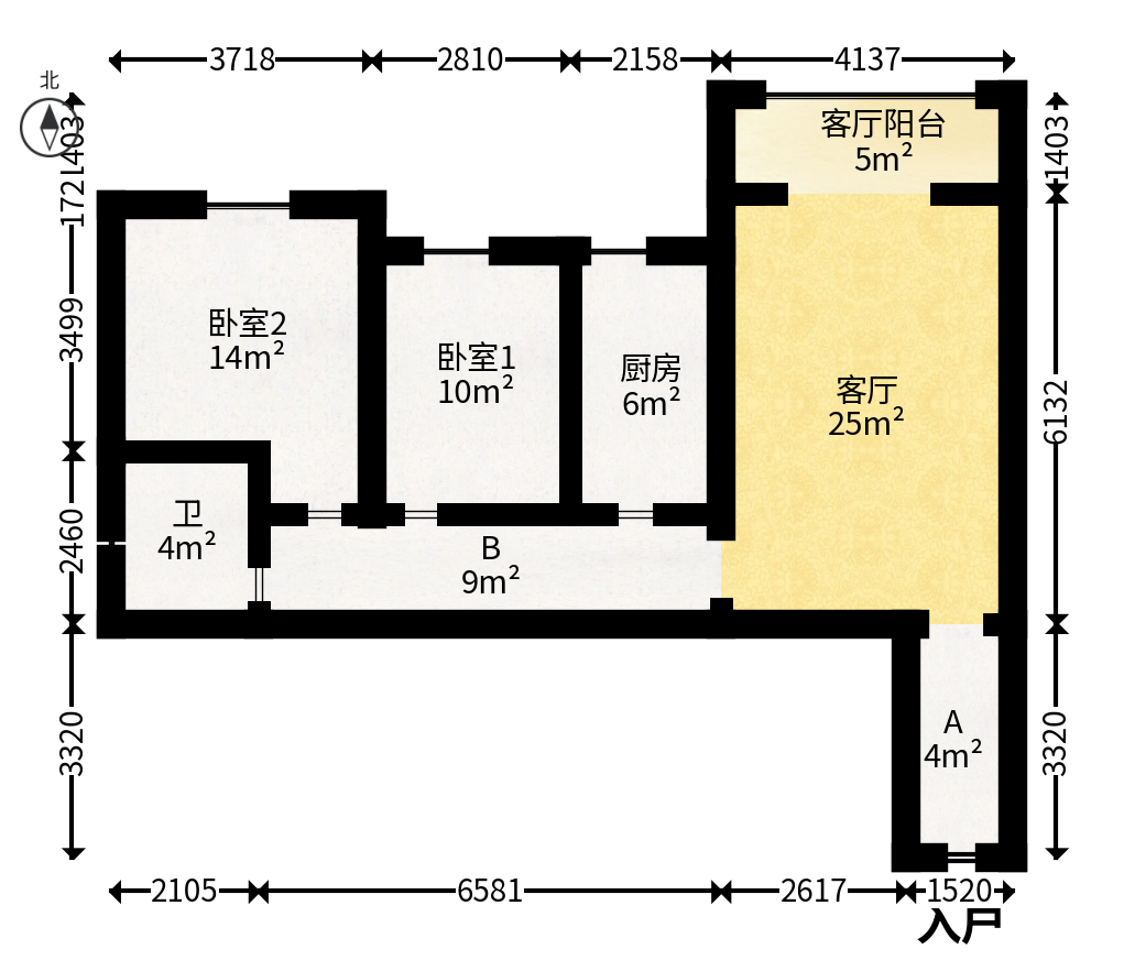 上峰苑（兰亭玥岛）  2室2厅1卫   76.00万户型图