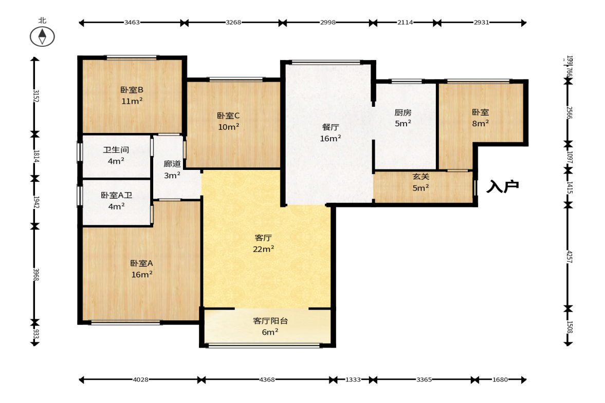 湘熙水郡（观澜海赋家园）  4室2厅2卫    145.0万户型图