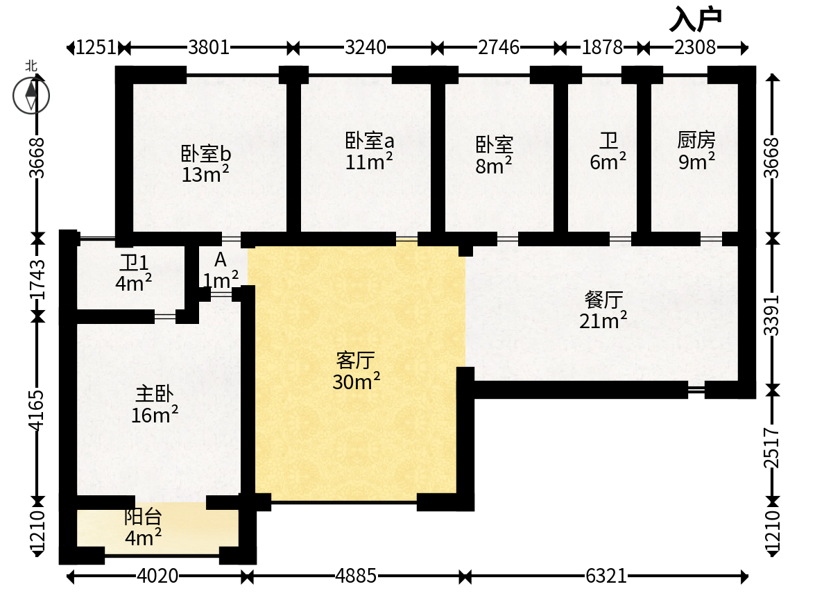 山水湾  3室2厅1卫   94.80万户型图