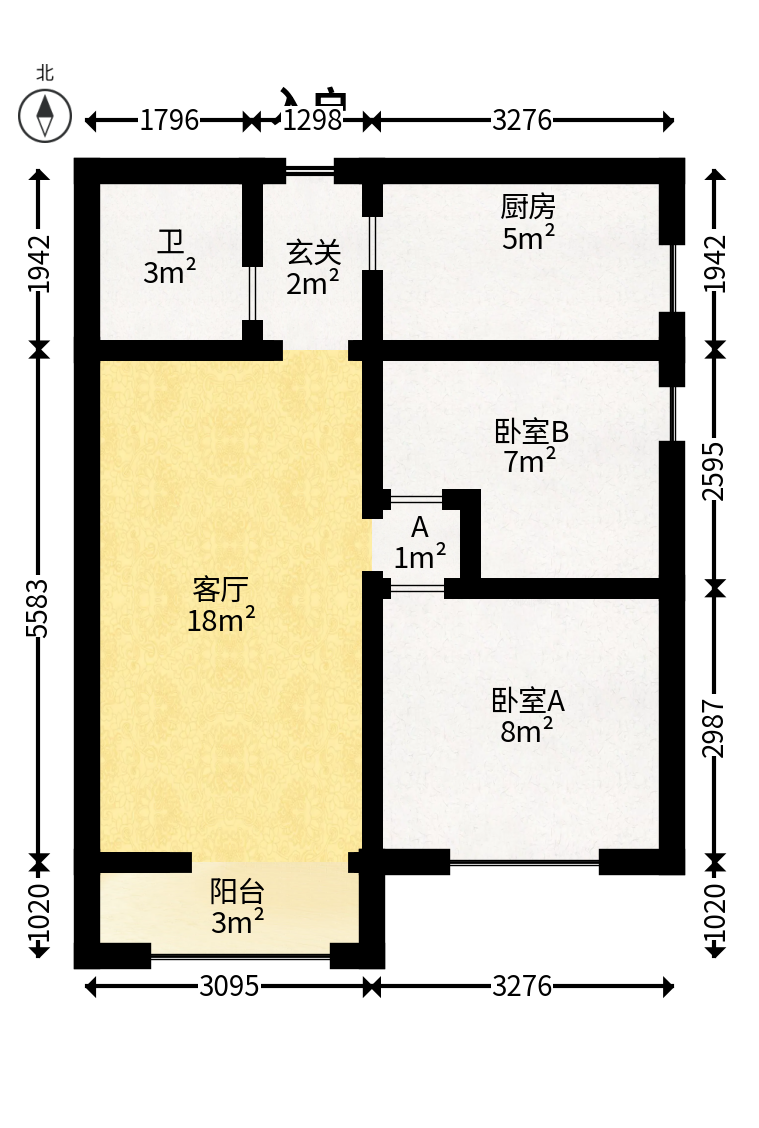 金土地第一湾  2室1厅1卫   60.00万户型图