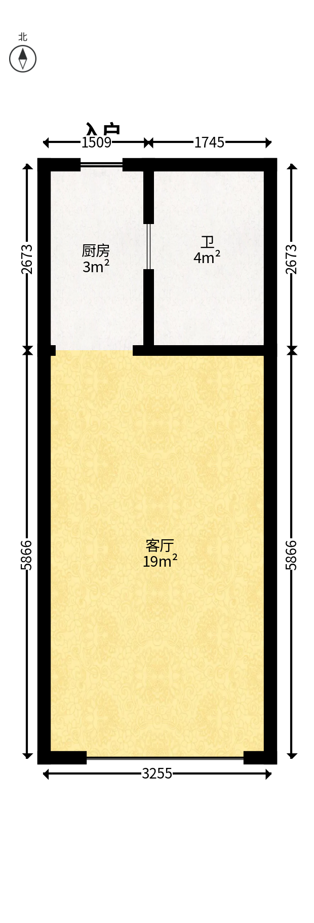 达美D6区  1室1厅1卫   23.00万户型图