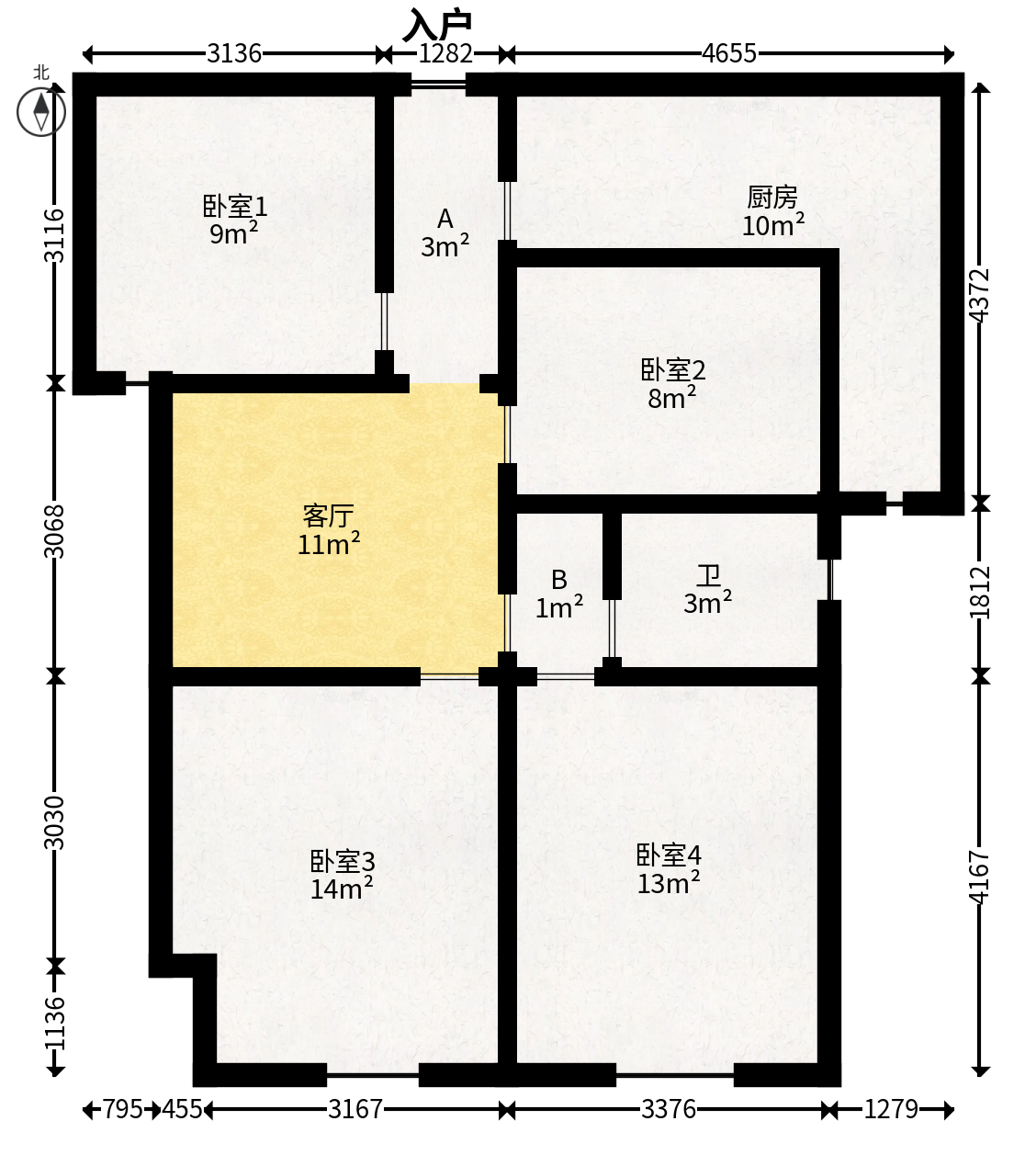 安泰嘉园（湘府邻伴）  3室2厅1卫   84.00万户型图