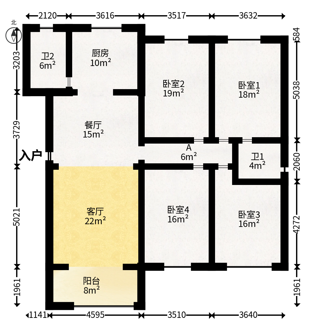 华银园  4室2厅1卫   110.00万户型图