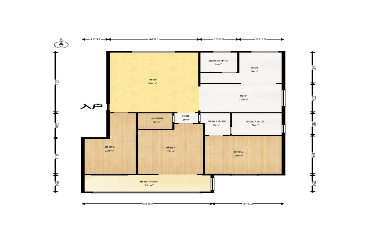华银园  3室2厅2卫    81.8万户型图