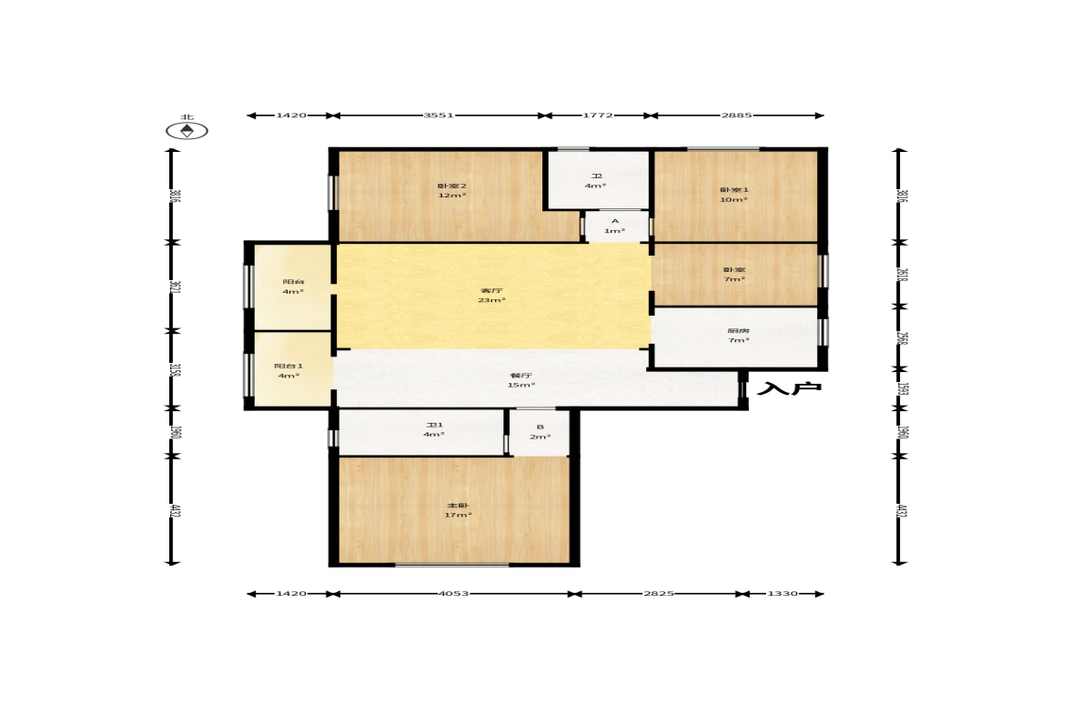 三一街区  4室2厅2卫   69.80万户型图