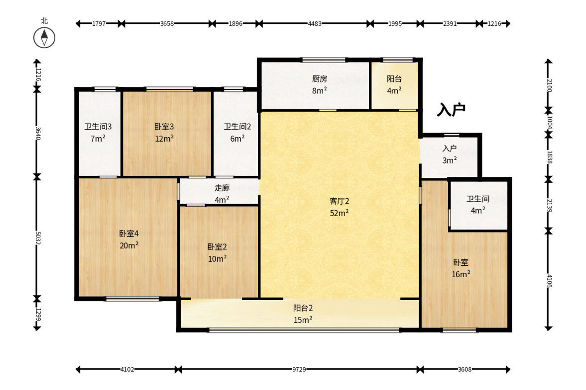 金鹏名都 3室2厅2卫 68.0万 金鹏名都 3室2厅2卫 68.0万户型图