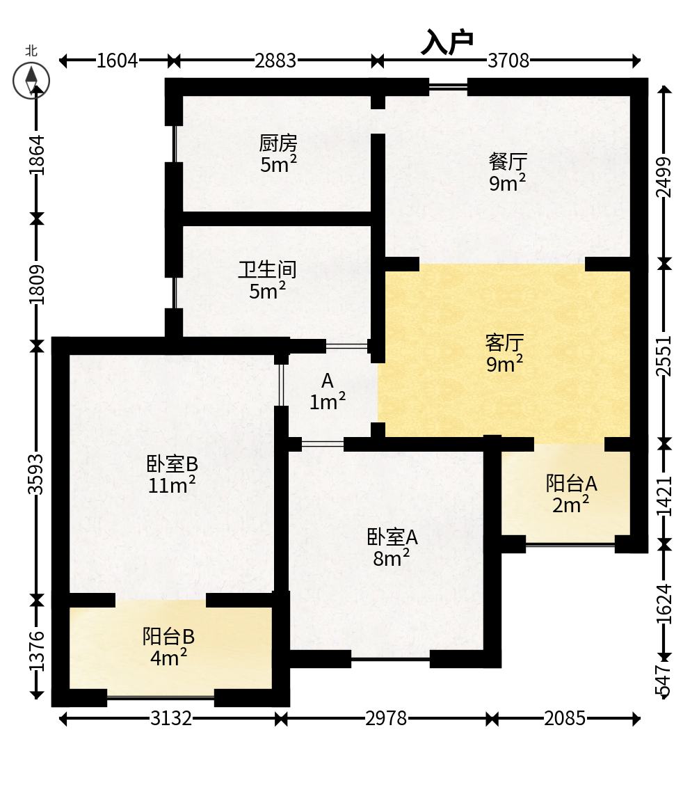 绿地新都会  2室2厅1卫   39.90万户型图