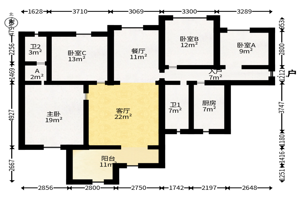 江山帝景雅典  4室2厅2卫   134.50万户型图