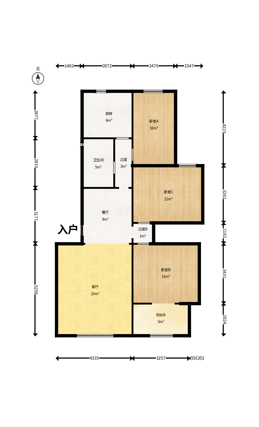 化工设计院  3室2厅1卫    71.0万户型图