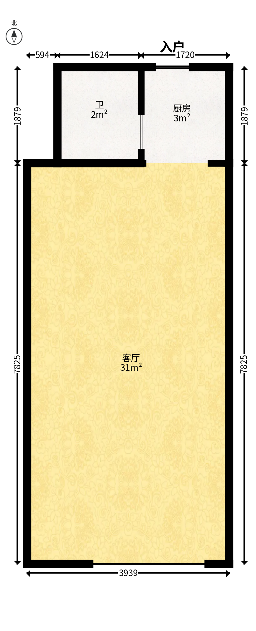 北辰三角洲E5区  1室1厅1卫   100.00万户型图