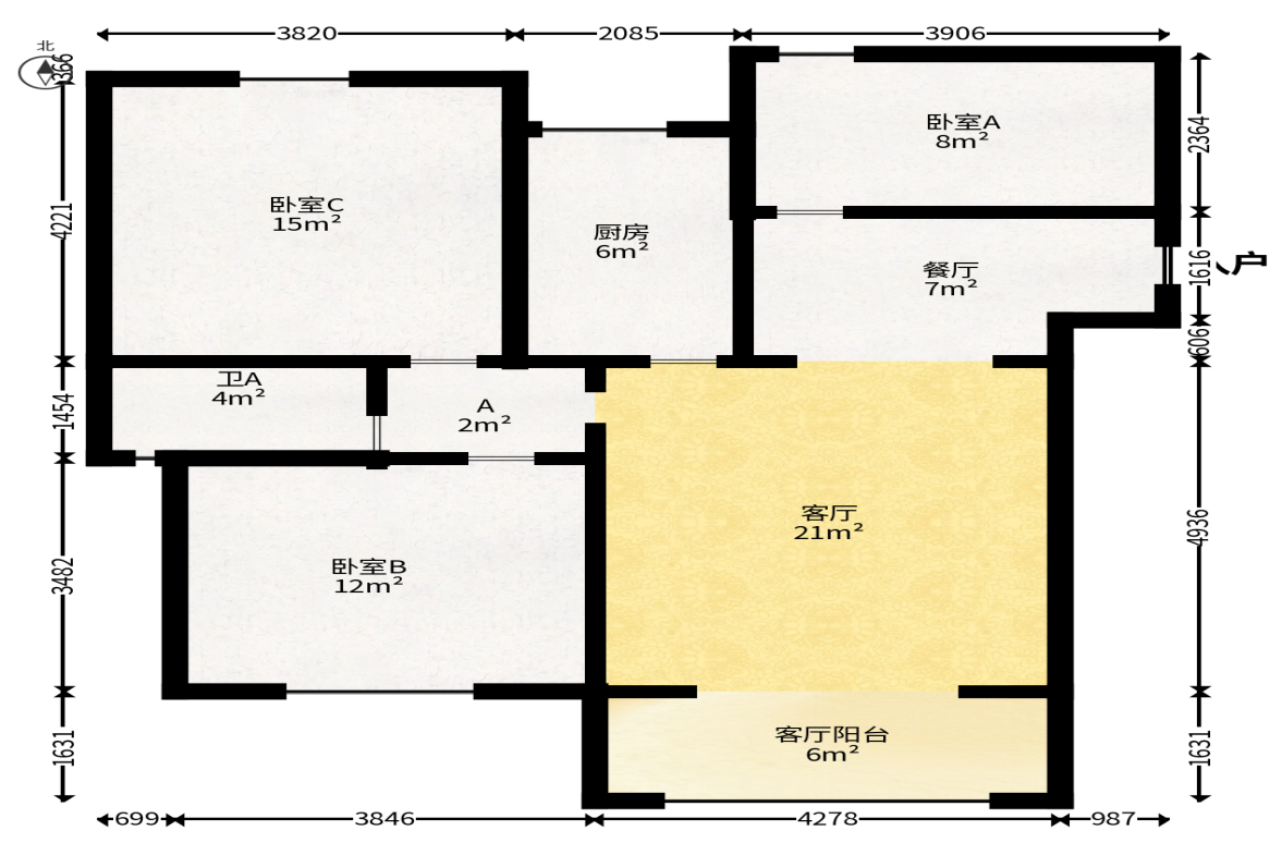 旭辉藏郡（藏郡、旭湘华府)  3室2厅1卫   238.00万户型图
