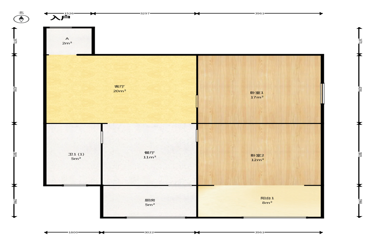生物药厂宿舍  2室1厅1卫    60.0万户型图