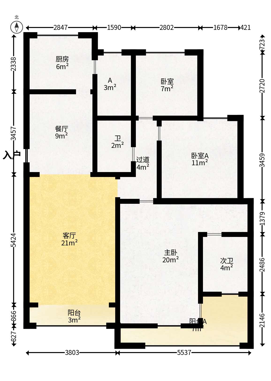 阳光丽景  3室2厅1卫   72.80万户型图