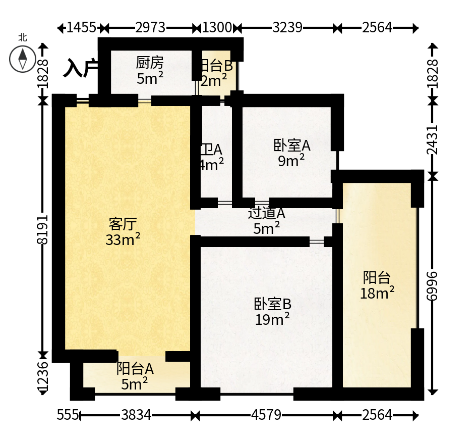 碧桂园南城首府（东宸林海）  2室2厅1卫   79.80万户型图