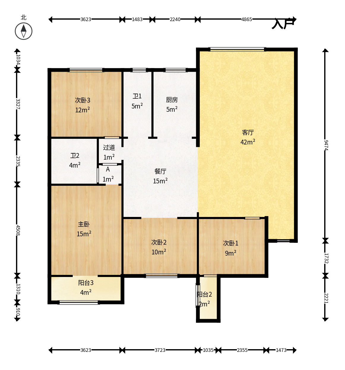 恒鑫澜北湾 4室2厅1卫 88.0万 恒鑫澜北湾 4室2厅1卫 88.0万户型图
