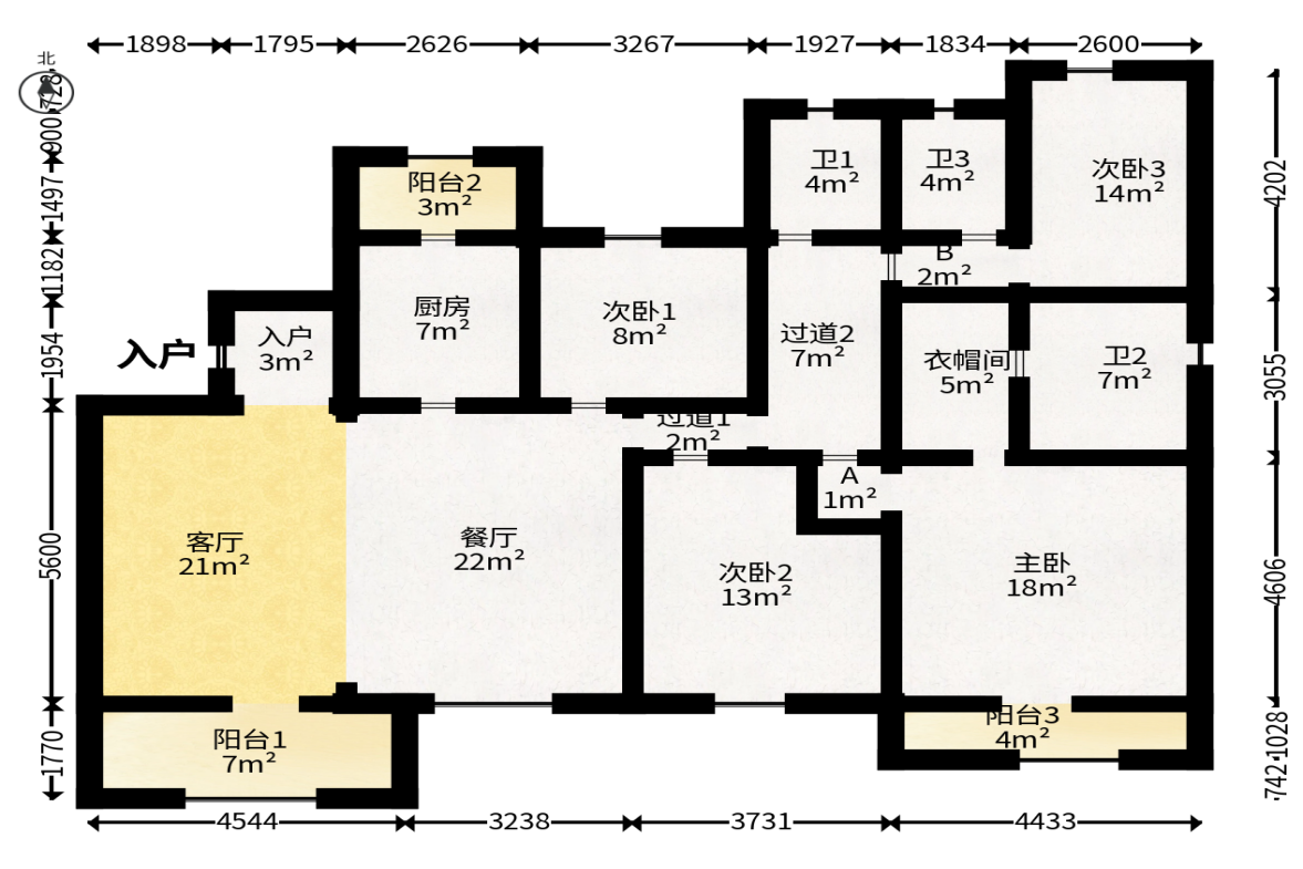 珠江郦城薰衣道  4室2厅3卫   246.00万户型图