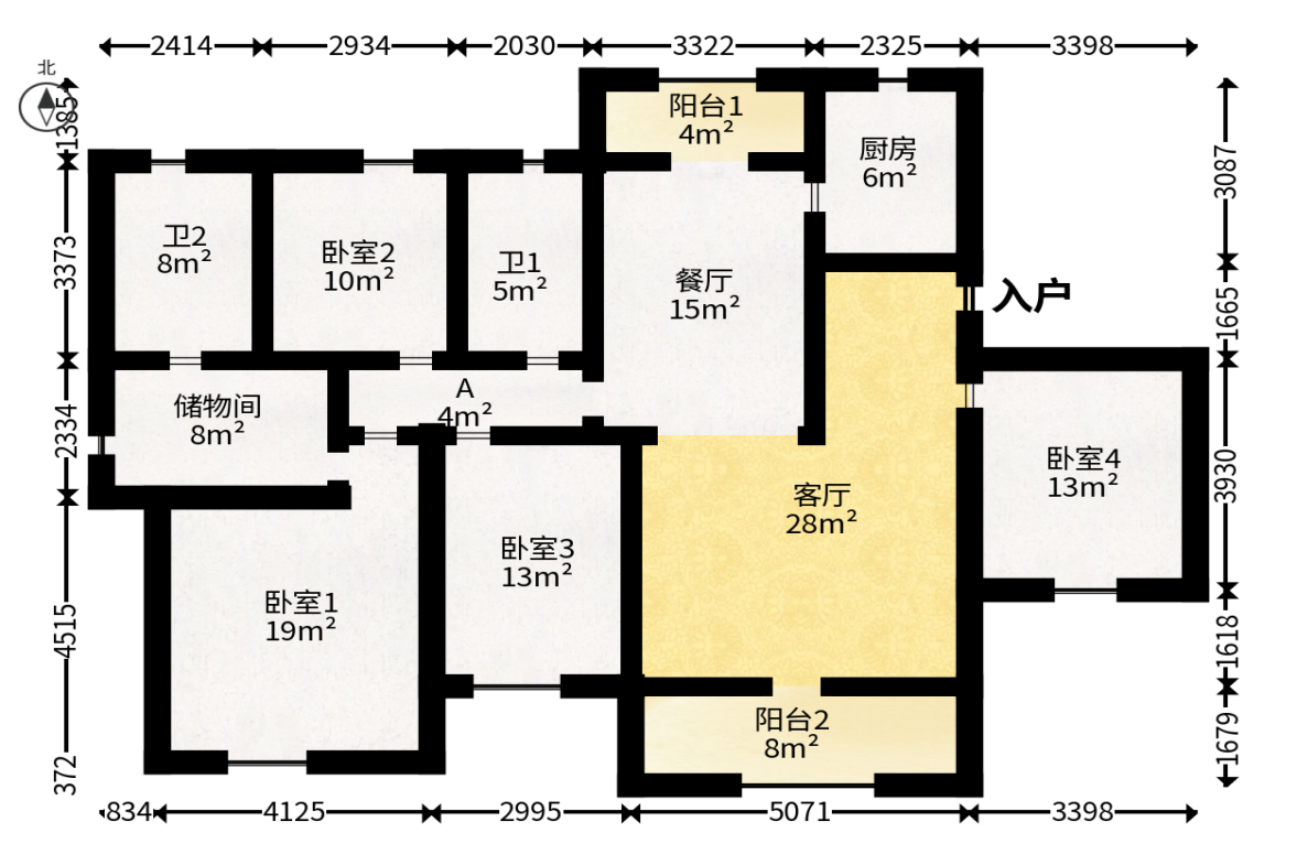 君合天玺  4室2厅2卫   220.00万户型图