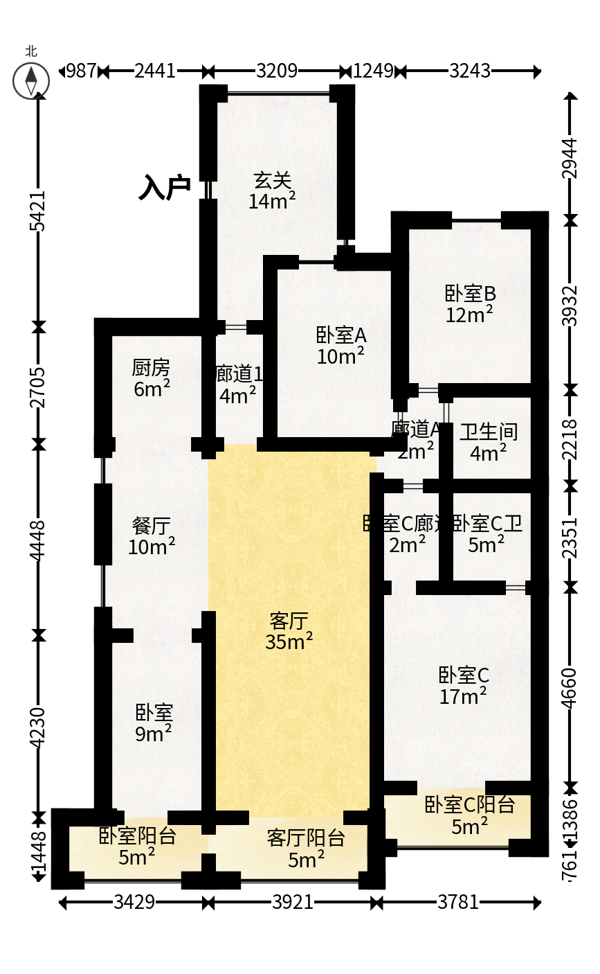 阳光100二期  4室2厅1卫   128.00万户型图