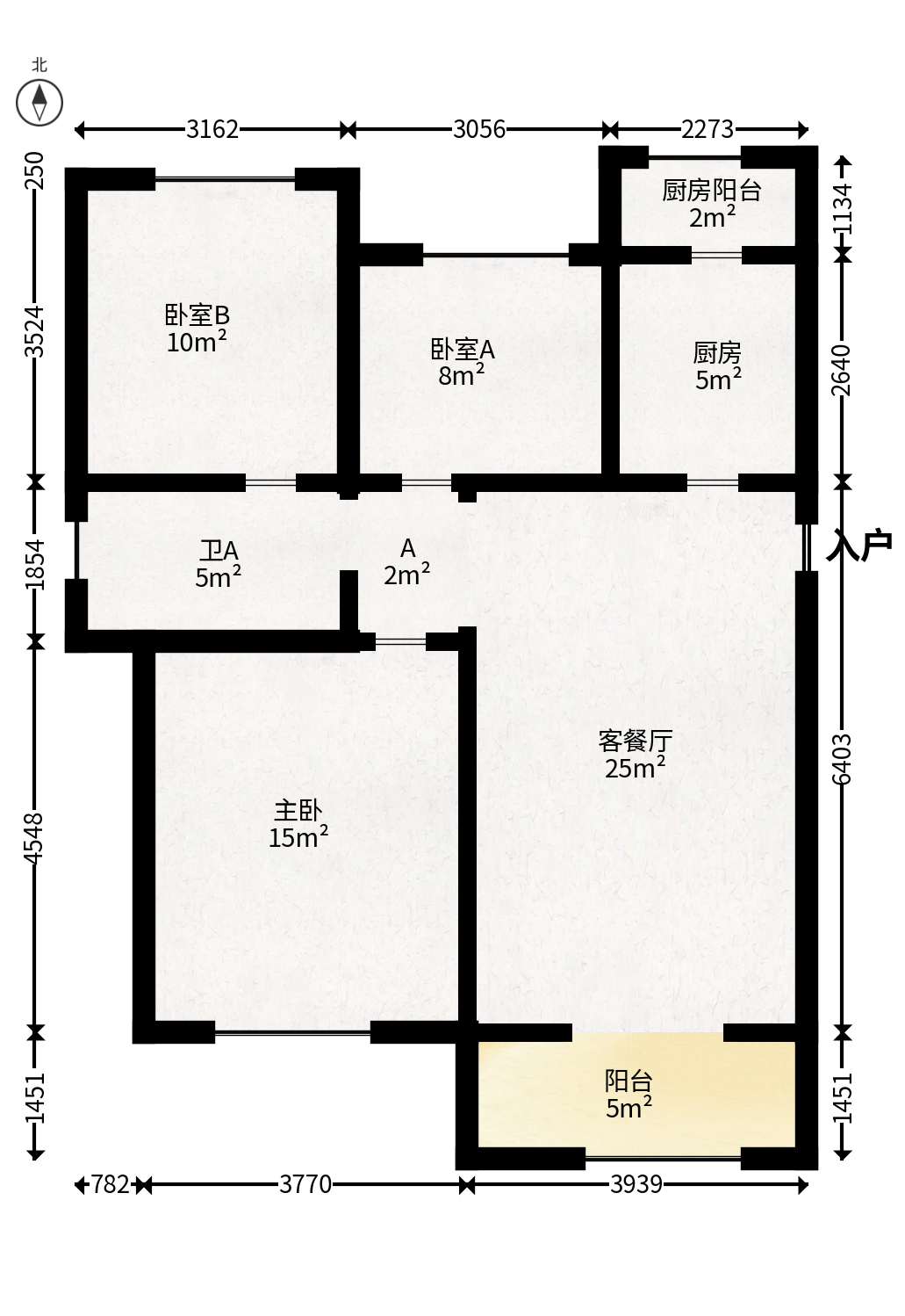 世茂铂翠湾二期  3室1厅1卫   140.00万户型图