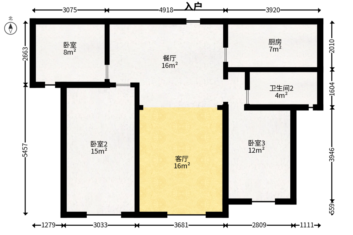 东方美地  3室2厅1卫   77.00万户型图