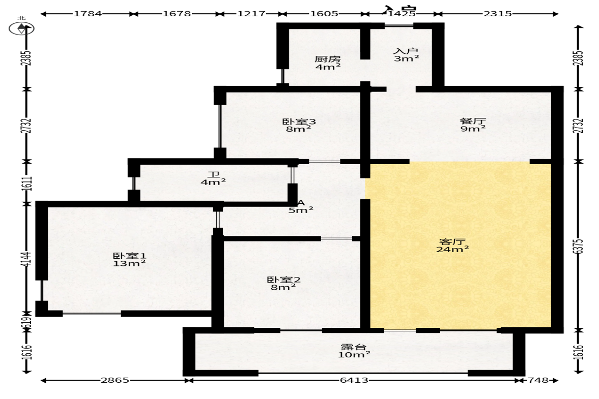 长盛岚庭  3室2厅1卫   87.00万户型图