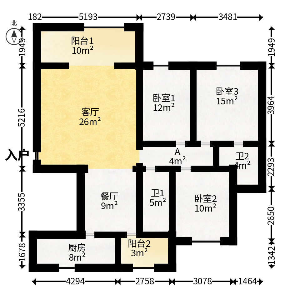 天下一家  3室2厅1卫   116.00万户型图