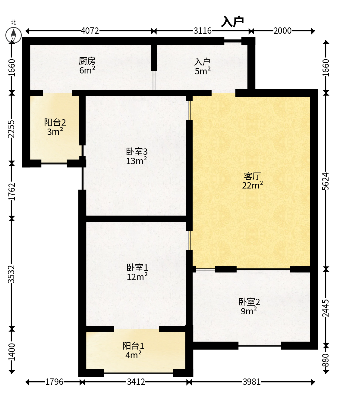 长城非常生活  3室2厅1卫   72.00万户型图