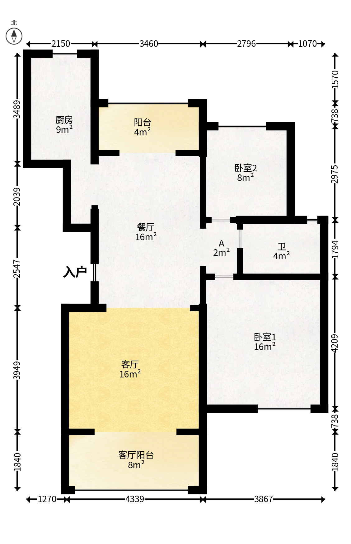奥林匹克花园  2室2厅2卫   86.00万户型图