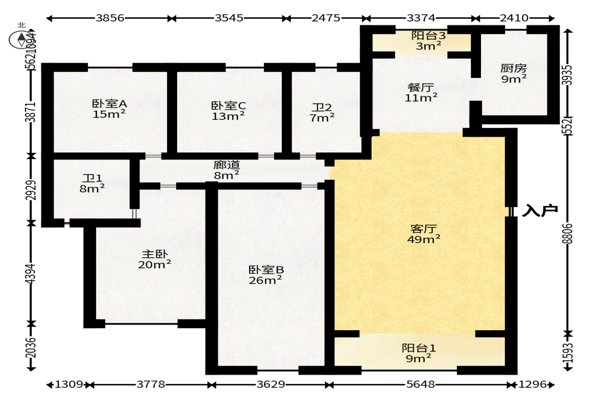 靳江明珠  4室2厅1卫   140.00万户型图
