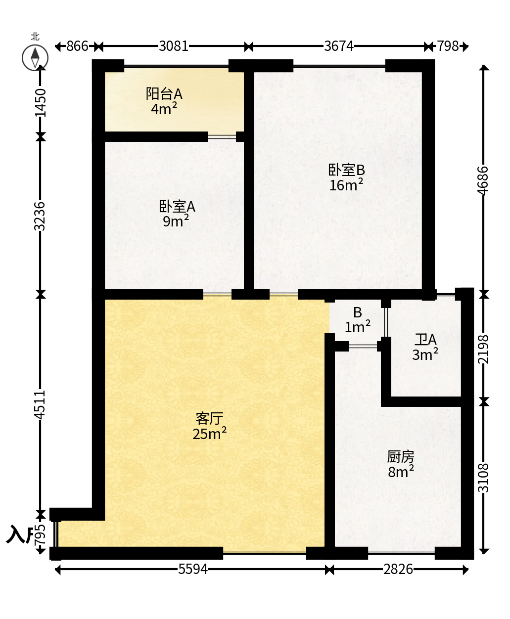 洞井商贸城  2室2厅1卫   49.00万户型图