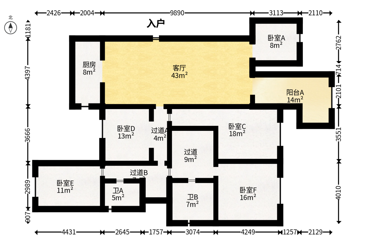 保利城（中航城国际社区、郡原美村）  5室2厅3卫   320.00万户型图