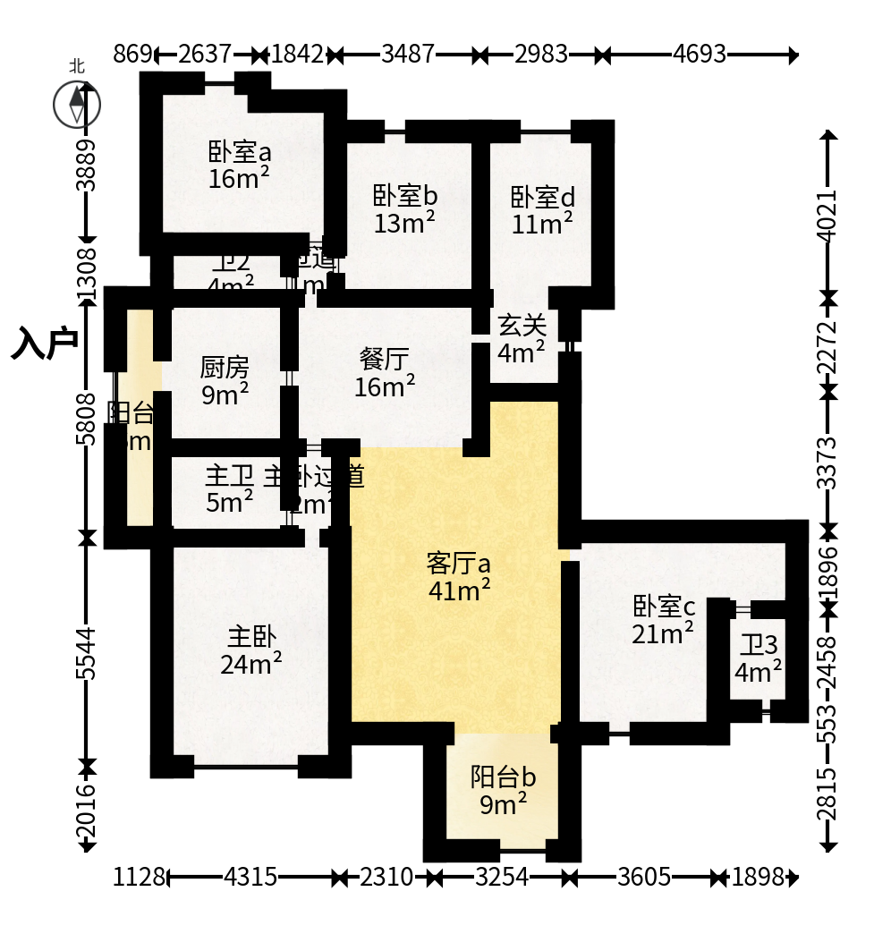 润和紫郡一期  5室2厅3卫   260.00万户型图