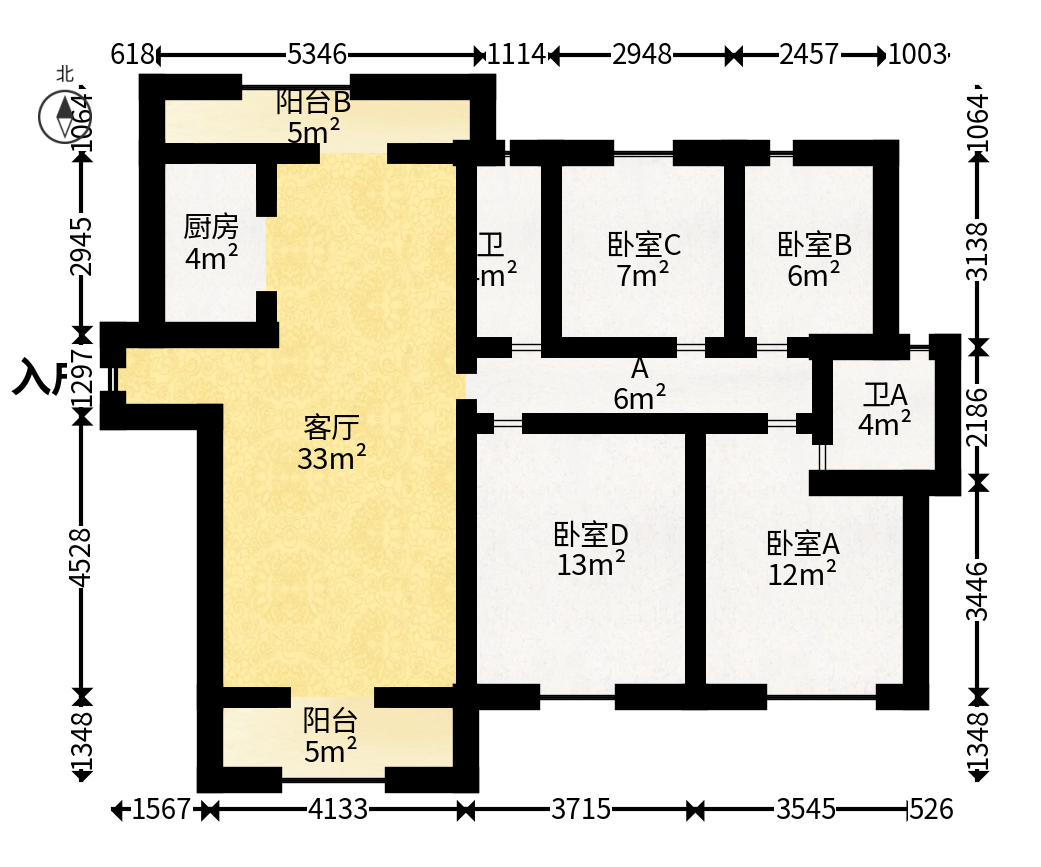 梅溪湖金茂湾  4室1厅1卫   180.00万户型图