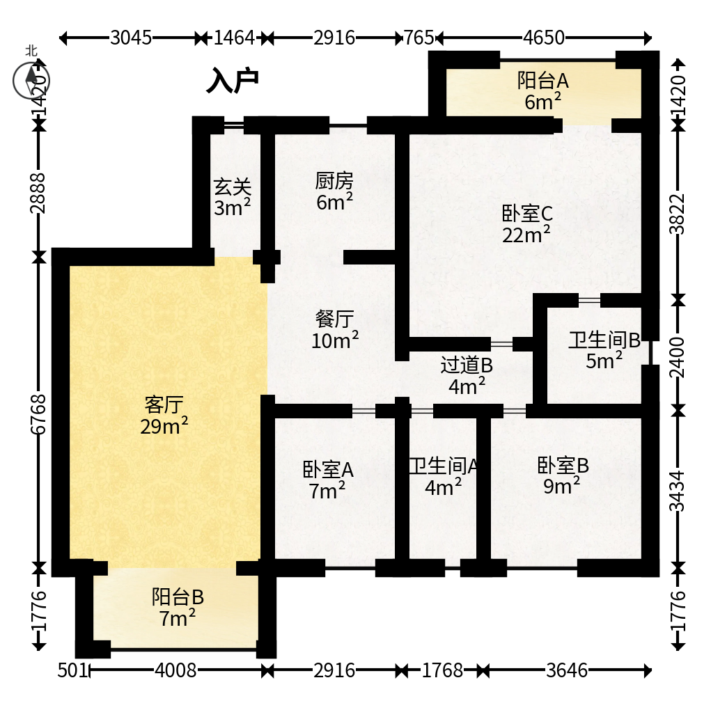 鸿信大厦  3室2厅1卫   202.00万户型图