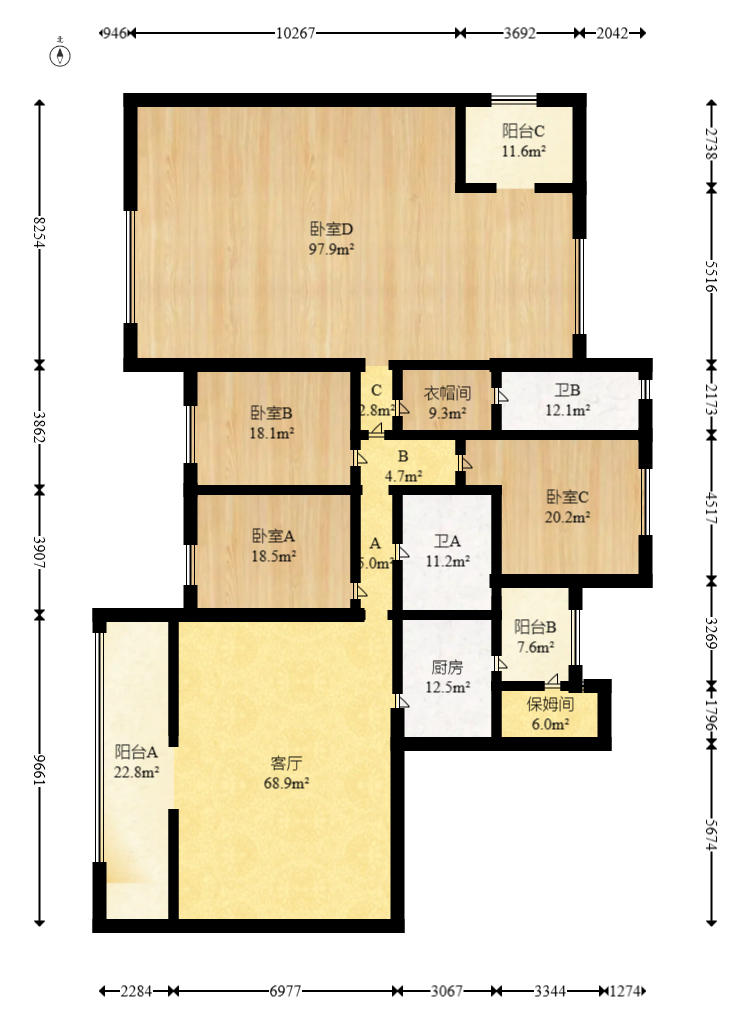 恒大雅苑  5室2厅2卫   232.00万户型图