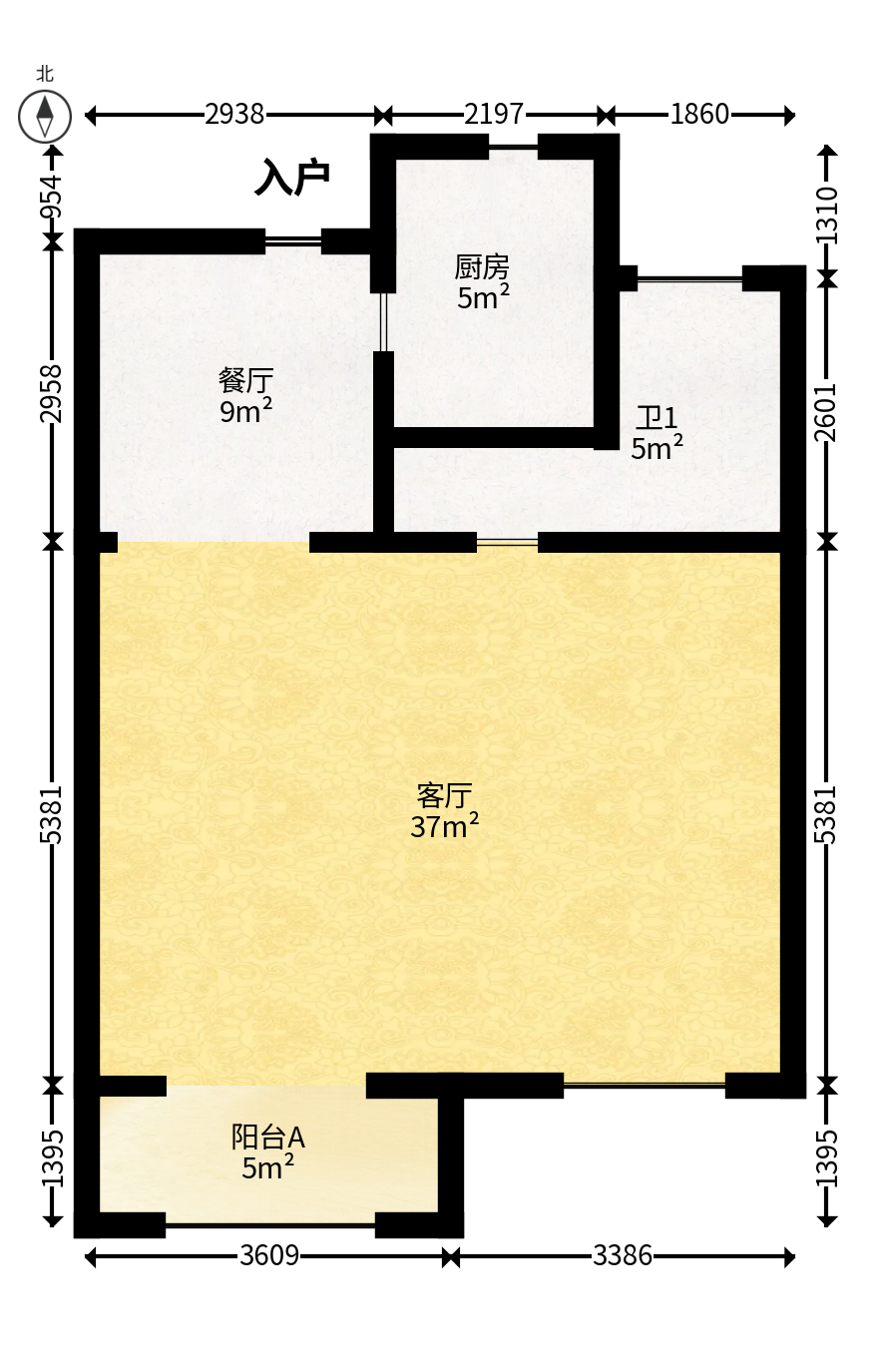万坤图财富广场  1室1厅1卫   45.00万户型图