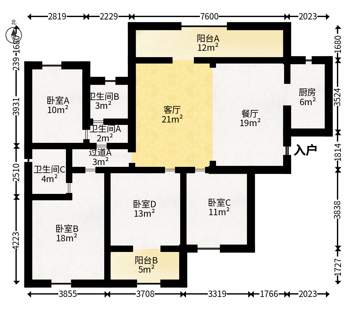 建发中央公园（建发美地）  4室2厅2卫   240.00万户型图