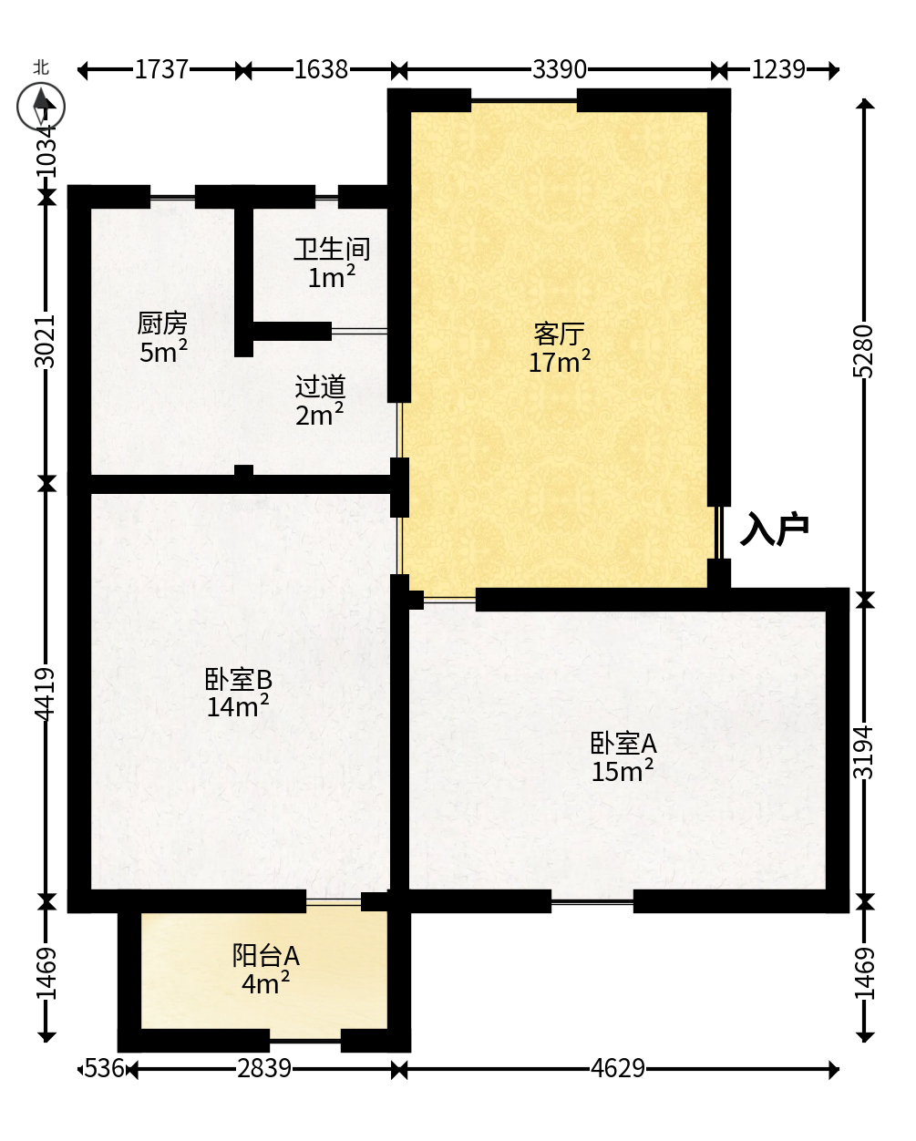 湖南第六工程有限公司机关小区（六公司机关大院）  2室2厅1卫   53.00万户型图