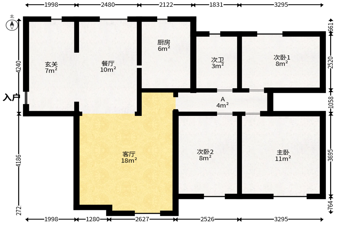 山语城二期  3室2厅2卫   72.70万户型图
