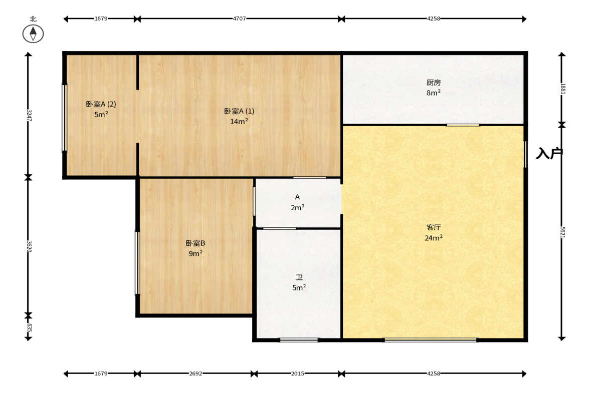 望兴景园二期（望兴西西里）  2室2厅1卫    68.0万户型图