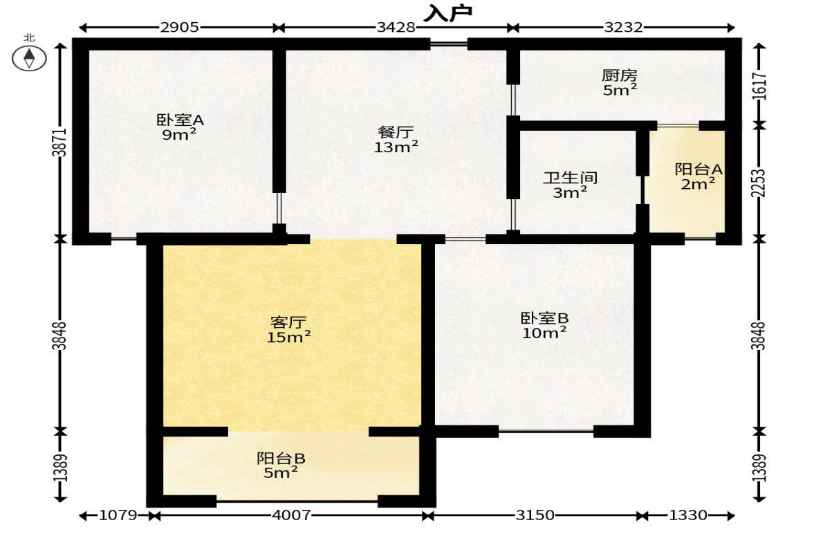 怡海星城  2室2厅1卫   41.00万户型图